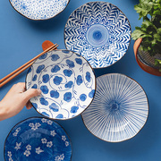 日式进口美浓烧陶瓷，家用6.5英寸创意，餐盘圆盘日本菜盘子餐具套装
