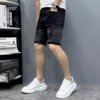 印花牛仔裤男夏季潮流，小伙修身小脚短裤时尚，百搭男士夏