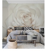 北欧3d电视背景墙壁纸立体白色，花卉定制墙纸，客厅现代简约卧室墙布