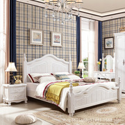 美式实木床1.8米欧式公主床韩式白蜡木白色开放漆高箱1.5储物床