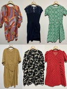 天天古着中长连衣裙，夏vintage日本棉，印花复古套头裙(l195-z)