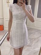 大牌法式连衣裙女夏季2024收腰显瘦气质高级感白色短款裙子潮