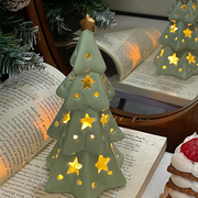 still圣诞树夜灯陶瓷星星小夜灯，卧室桌面装饰摆件生日礼物