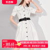aui黑白线条设计感衬衫，连衣裙女2023夏季独特小众修身polo裙