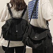 双肩包斜挎包女大学生上课包书包(包书包)男ins运动风电脑背包两用单肩包