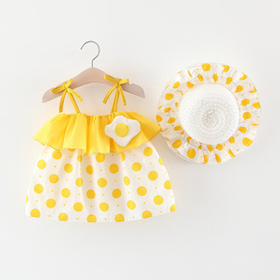 一岁女宝宝公主裙子，0-1周婴幼儿夏季衣服2到3纯棉，套装4个5月6吊带