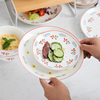 节日系列 可爱日式骨瓷米饭碗碟菜盘平盘汤勺陶瓷餐具单品套装