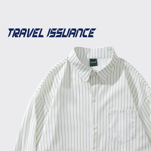 TRAVEL ISSUANCE 简简单单 日系复古条纹长袖衬衫情侣宽松bf百搭