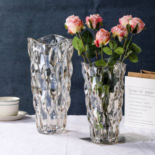 花瓶摆件客厅插花轻奢水晶玻璃ins风北欧玫瑰卧室网红水养装饰品