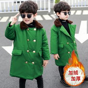 男童军棉大衣加棉加厚保暖中长款军绿色红军儿童外套老式棉衣加绒