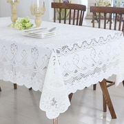 蕾丝桌布餐桌布针织长方形镂空白色，茶几刺绣布艺欧式床头盖布桌垫