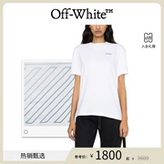 OFF-WHITE 女士白色刺绣渐变斜条纹休闲T恤短袖