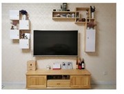 实木墙上置物架壁挂电视柜组合客厅电视背景墙装饰架收纳柜小户型