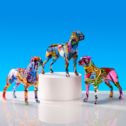 彩色动物罗威纳犬欧美创意摆件现代家居办公装饰品树脂工艺品摆件