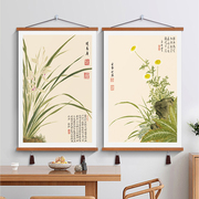 中国风沙发背景墙挂画新中式客厅装饰画花鸟寓意茶室日式背景壁画