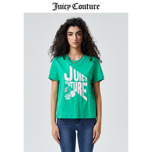 Juicy Couture橘滋T恤女2023夏季纯棉宽松短袖T恤半袖上衣女