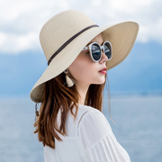帽子女夏天韩版遮阳帽，防晒太阳帽可折叠大沿沙滩，帽海边草帽小清新