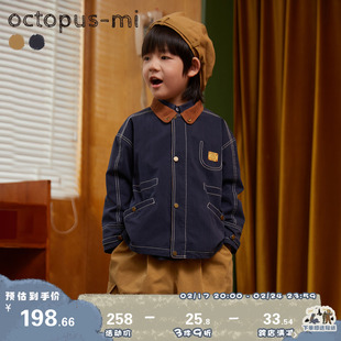 octopusmi日系童装儿童外套春秋款女童夹克男童秋装复古工装上衣