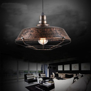 美式loft创意个性复古工业风餐厅吧台黑色单头铁艺锅盖吊灯灯具
