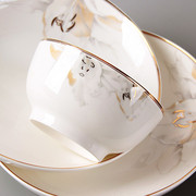 天顺陶瓷碗家用2023现代简约欧式餐具金边高档5寸饭碗6寸面碗