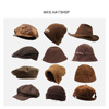 秋冬季棕色针织帽子显白咖啡色贝雷帽复古渔夫帽男女日系小众
