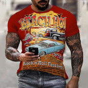 Cartoon Car 3DPrint Crew Neck Short Sleeve卡通汽车3D印花短袖