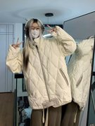 2024韩系冬季美式学生韩系棉服男女棉衣菱格棉袄外套oversize