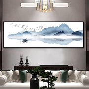 新中式挂画客厅山水画沙发，后面背景墙装饰画禅意，水墨壁画03-