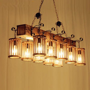 复古工业风船木吊灯创意木艺灯餐厅客厅咖啡店饭店网咖长形木头灯