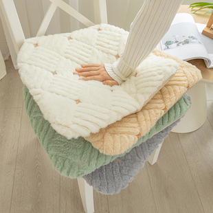 简约冬季椅子垫长毛绒餐椅垫，加厚保暖可拆洗椅子坐垫座垫防滑