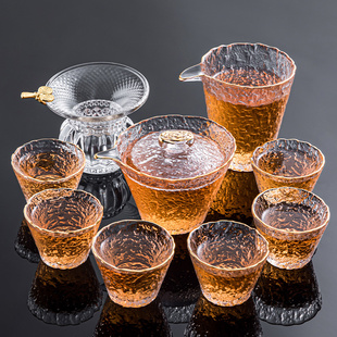 日式玻璃茶具泡茶套装轻奢家用功夫，茶杯高档盖碗办公室泡茶器茶壶