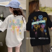 波拉韩国女男孩小中大儿童装夏青少年初中生，亲子流星短袖t恤上衣