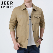jeep吉普工装衬衫式外套，男士春秋款，休闲衬衣时尚宽松秋季开衫夹克