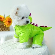 恐龙棉服宠物狗狗衣服泰迪比熊加绒加厚荧光绿色保暖四脚棉衣