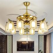 雷士欧普LED中式新中式隐形风扇餐厅卧室灯形客厅餐灯具吊灯全铜