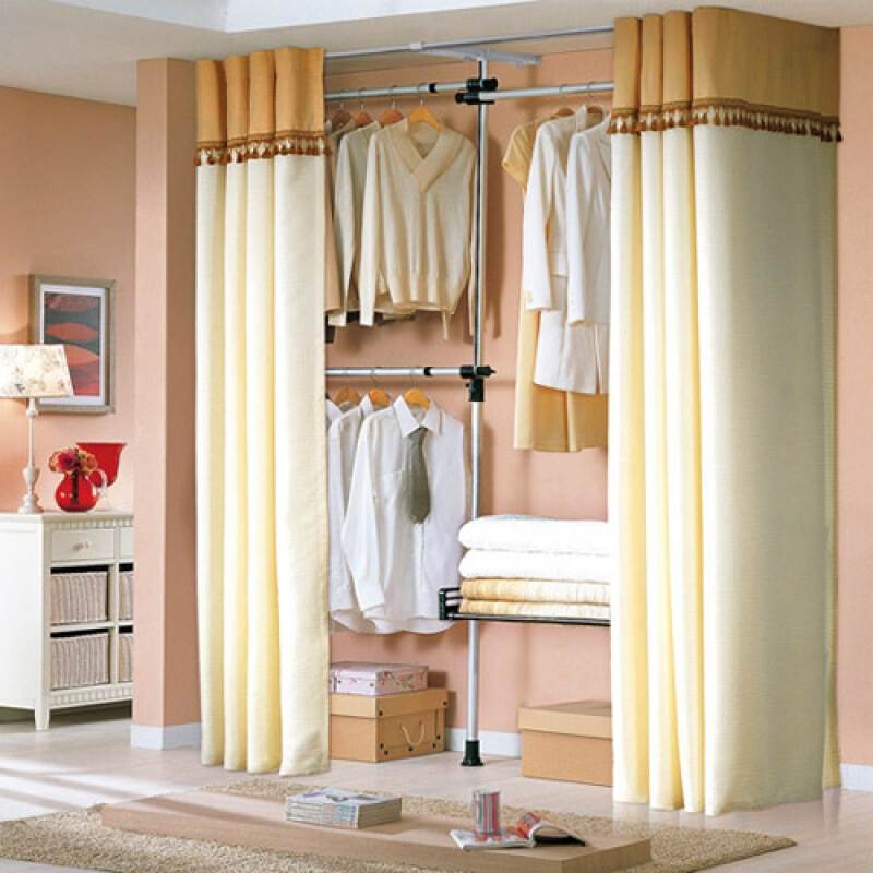 Simple wardrobe Korean furniture bedroom Steel frame Combination hanger Floor coat rack Cloth wardrobe Storage Cloakroomin the Home Fabric , Curtains and curtain accessories , Curtain category - from Buy2taobao.com to provide professional Taobao agent buy service