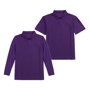 男女童枣红学生校服藏青长袖带有领T恤中大童紫色翻领短袖POLO衫
