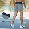 夏季运动短裤男士假两件健身跑步马拉松训练裤速干透气手机腰包灰