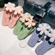 韩版花朵人字拖女夏季外穿沙滩鞋低跟防滑耐磨室内凉拖鞋