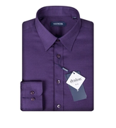 雅戈尔保暖衬衫长袖男紫色加绒加厚宽松冬季中年休闲衬衣115156JJ