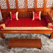 中式复古红木三人沙发垫扶手抱枕坐垫组合套装仿古罗汉床垫五