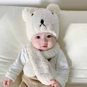 女宝帽子2024冬款0一1岁婴儿宝宝洋气冬季男宝儿童围巾套装小月龄