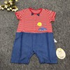 黄色小鸭婴儿连体衣夏季男女宝宝短袖哈衣0-1岁洋气条纹夏装