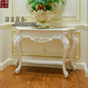 欧式实木玄关桌装饰桌，白色家用别墅雕花，客厅半圆玄关台入户门厅桌