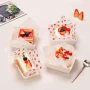 食品防油纸小17cm草莓半透明餐厅，烘焙蛋糕垫纸雪媚娘便当方形油纸