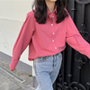 韩风chic树莓粉衬衫慵懒风设计感单排扣衬衣春夏防晒玫粉色外套女