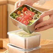 不锈钢保鲜盒商用304食品级饭盒大容量长方形带盖盒子密封盒餐盒