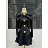 黑色小香风长袖连衣裙，女冬季短裙法式高端精致气质小个子百褶裙子