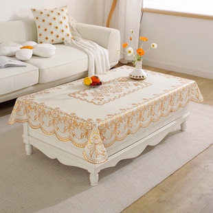 烫金花纹家用pvc桌布防水防油防烫免洗90*140长方形欧式桌台布子