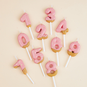 粉色巧克力甜甜圈网红造型0-9数字生日蛋糕蜡烛插件卡通复古儿童